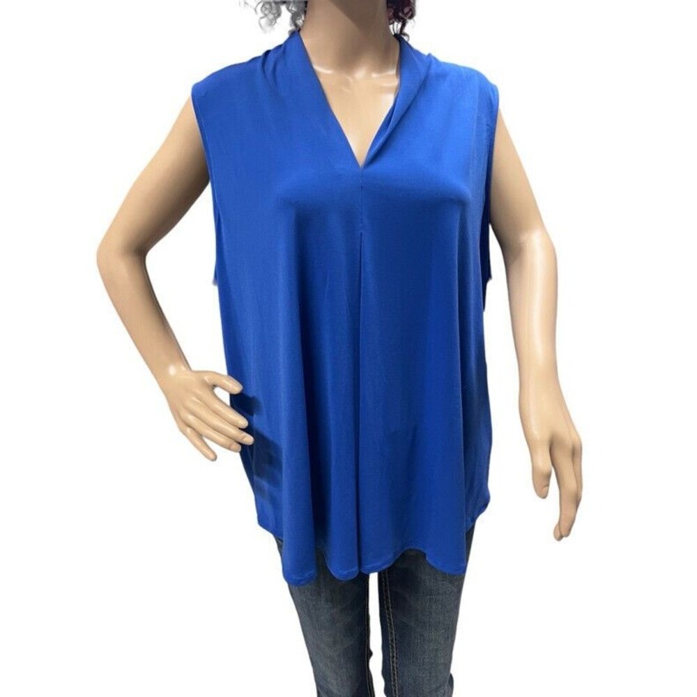 Ellen Tracy Catalina Blue Sleeveless Top Blouse NWT Womens Size 2X
